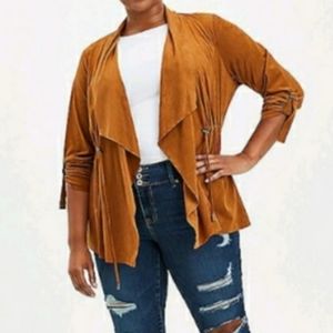 Faux Suede drape jacket -NWT
